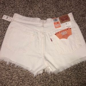 Levi’s original fit button-fly white denim shorts